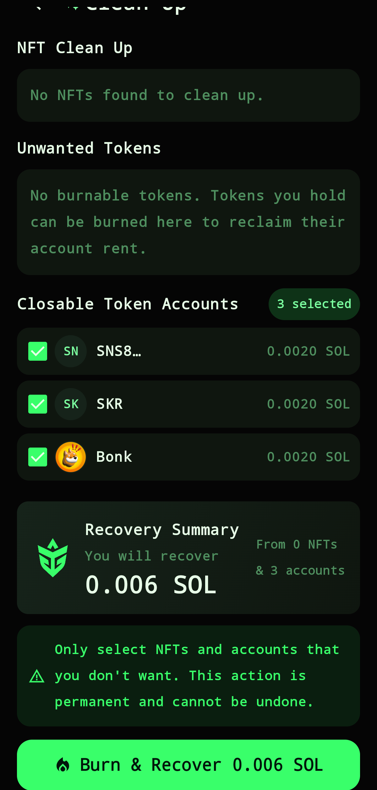 Token cleanup in Tribe Terminal