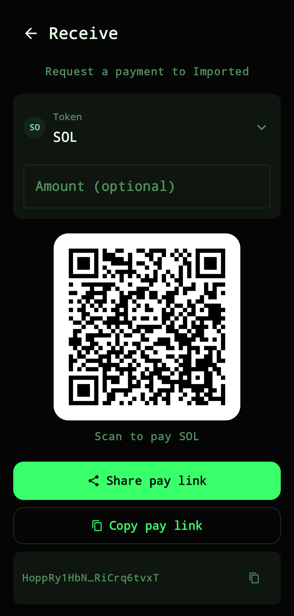 Tribe Terminal receive screen